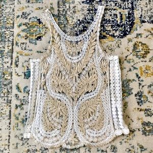 Ecru and Gold Lace Camisole
